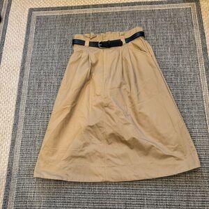 H&M Tan High-waisted A-Line Skirt with Black Belt
